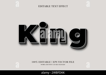 Effet de texte 3D modifiable King pour illustration vectorielle Illustration de Vecteur