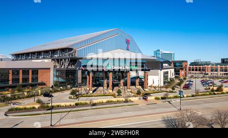 Arlington, Texas - 29 décembre 2023 : le terrain de vie du globe est le domicile des Texas Rangers de la Ligue majeure de baseball Banque D'Images