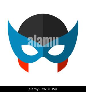 Masque super héros. Masque de visage de super-héros et personnage de dessin animé masquant. Masque de bande dessinée. Illustration vectorielle héroïque ou sauveur Illustration de Vecteur