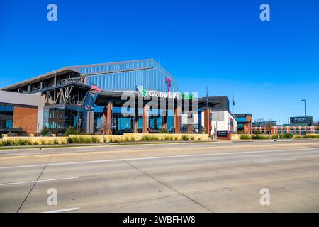 Arlington, Texas - 29 décembre 2023 : le terrain de vie du globe est le domicile des Texas Rangers de la Ligue majeure de baseball Banque D'Images