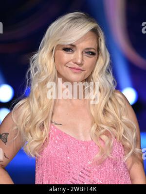 Bovingdon, Royaume-Uni. 10 janvier 2024. Hannah Spearritt arrive au lancement de la série Dancing on Ice, Bovingdon Studios. Crédit : Doug Peters/EMPICS/Alamy Live News Banque D'Images