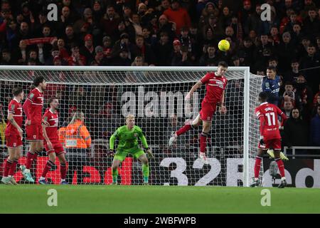 Le DAEL Fry de Middlesbrough est dégagé lors de la demi-finale de la Carabao Cup 1st Leg Match entre Middlesbrough et Chelsea au Riverside Stadium, Middlesbrough le mardi 9 janvier 2024. (Photo : Mark Fletcher | MI News) crédit : MI News & Sport / Alamy Live News Banque D'Images