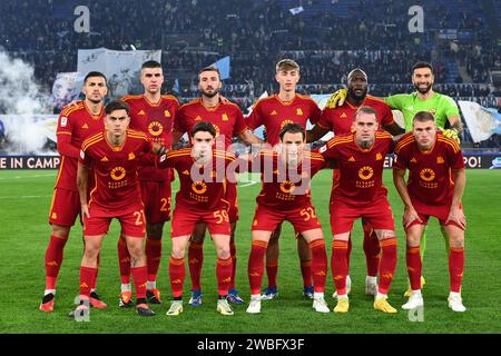 Rome, Italie. 10 janvier 2024. L'équipe DE L'AS Roma pose pour le match de football Coppa Italia Frecciarossa entre le SS Lazio et L'AS Roma au Stadio Olimpico à Rome, Italie, le 10 janvier 2024. Crédit : Nicola Ianuale/Alamy Live News Banque D'Images