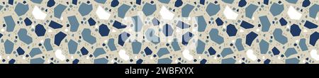 Motif terrazzo mosaïque bleu éamless. Illustration de Vecteur
