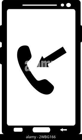 dessin vectoriel illustration icône appel entrant téléphone mobile ou smartphone, dessiné en noir et blanc Illustration de Vecteur