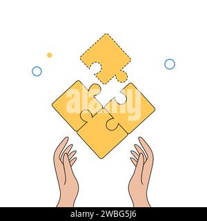 Assembler un puzzle. Solutions d'affaires, succès et concept de stratégie. Illustration vectorielle Illustration de Vecteur