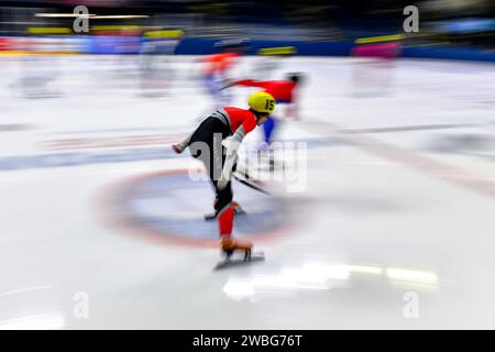 Nottingham, Royaume-Uni. 07 janvier 2024. L'épreuve de relais lors des Championnats britanniques de vitesse sur piste courte 2024 au National Ice Centre, Nottingham, Royaume-Uni, le 7 janvier 2024. Photo de Phil Hutchinson. Usage éditorial uniquement, licence requise pour un usage commercial. Aucune utilisation dans les Paris, les jeux ou les publications d'un seul club/ligue/joueur. Crédit : UK Sports pics Ltd/Alamy Live News Banque D'Images