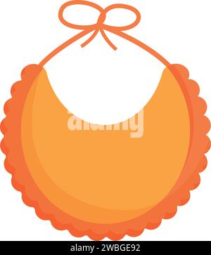 Vecteur de dessin animé d'icône BIB de couleur orange. L'alimentation à domicile des bébés. Serviette en silicone Illustration de Vecteur
