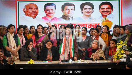 New Delhi, Inde. 10 janvier 2024. NEW DELHI, INDE - JANVIER 10 : la dirigeante du Congrès Alka Lamba assume la charge de présidente nationale du Congrès Mahila à l'AICC le 10 janvier 2024 à New Delhi, en Inde. (Photo de Sanchit Khanna/Hindustan Times/Sipa USA) crédit : SIPA USA/Alamy Live News Banque D'Images