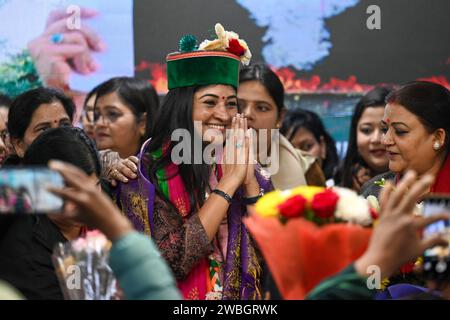 New Delhi, Inde. 10 janvier 2024. NEW DELHI, INDE - JANVIER 10 : la dirigeante du Congrès Alka Lamba assume la charge de présidente nationale du Congrès Mahila à l'AICC le 10 janvier 2024 à New Delhi, en Inde. (Photo de Sanchit Khanna/Hindustan Times/Sipa USA) crédit : SIPA USA/Alamy Live News Banque D'Images