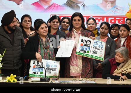 New Delhi, Inde. 10 janvier 2024. NEW DELHI, INDE - JANVIER 10 : la dirigeante du Congrès Alka Lamba assume la charge de présidente nationale du Congrès Mahila à l'AICC le 10 janvier 2024 à New Delhi, en Inde. (Photo de Sanchit Khanna/Hindustan Times/Sipa USA) crédit : SIPA USA/Alamy Live News Banque D'Images