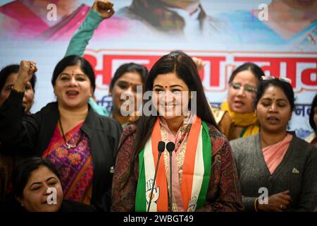 New Delhi, Inde. 10 janvier 2024. NEW DELHI, INDE - JANVIER 10 : la dirigeante du Congrès Alka Lamba assume la charge de présidente nationale du Congrès Mahila à l'AICC le 10 janvier 2024 à New Delhi, en Inde. (Photo de Sanchit Khanna/Hindustan Times/Sipa USA) crédit : SIPA USA/Alamy Live News Banque D'Images