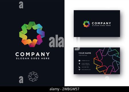 Modèle d'icône de logo d'entreprise unité colorée abstraite Illustration de Vecteur