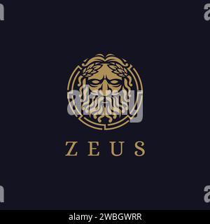 Vecteur d'illustration d'icône de logo de Dieu de Zeus sur fond sombre, logo de Lopiter, logo de jupiter Illustration de Vecteur