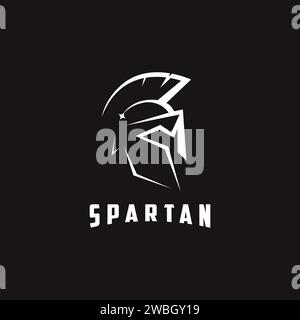 Illustration vectorielle simple de logo spartiate de guerrier chevalier sur fond noir Illustration de Vecteur