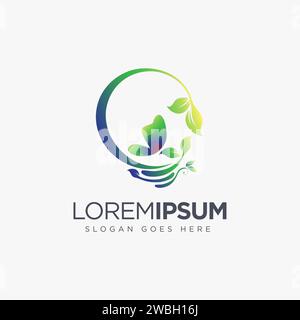 Ampoule d'éclairage floral abstrait et modèle de vecteur d'icône de logo papillon sur fond blanc Illustration de Vecteur