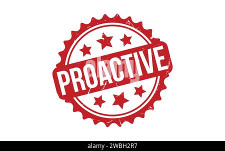 Proactive Stamp. Tampon grunge en caoutchouc proactif rouge Illustration de Vecteur