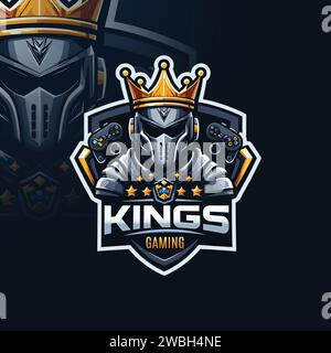 Logo de mascotte King E-sports gaming Illustration de Vecteur