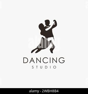 Modèle d'icône vectorielle de logo de studio de danse de couple sur fond blanc Illustration de Vecteur