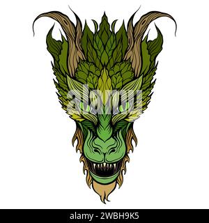 Illustration colorée vectorielle d'un dragon rugissant isolé de l'arrière-plan. Prédateur de dessins animés. Clipart fantastique avec symbole du nouvel an pour la sublimation Illustration de Vecteur