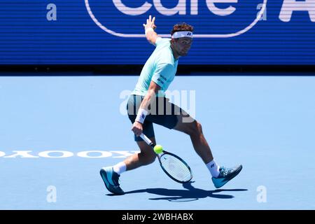 11 janvier 2024 : MELBOURNE, AUSTRALIE - 11 JANVIER : Casper Ruud de Norvège jouant contre Jannik Sinner d'Italie le deuxième jour du Kooyong Classic 2024 à Kooyong le 11 janvier 2024 à Melbourne, Australie. (Image de crédit : © Chris Putnam/ZUMA Press Wire) USAGE ÉDITORIAL SEULEMENT! Non destiné à UN USAGE commercial ! Banque D'Images