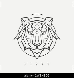 Modèle de logo tigre vectoriel abstrait moderne. Tigre au trait Illustration de Vecteur