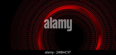 Lignes circulaires rouge vif tech abstrait futuriste fond. Conception vectorielle Illustration de Vecteur