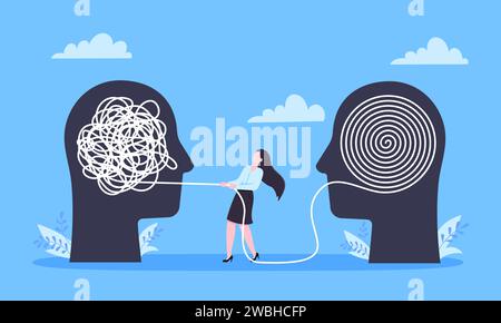 Démêlez le processus de chaos d'affaires avec enchevêtrement difficile problème désordre concept d'entreprise illustration vectorielle de conception de style plat. Chaos à l'ordre, complexe à s. Illustration de Vecteur