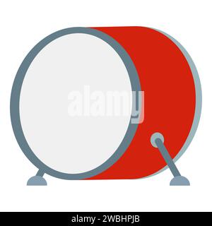 Style de bande dessinée clipart de grosse caisse. Simple mignon instrument de musique classique de percussion de grosse caisse. Illustration vectorielle plate de l'équipement dessiné à la main doodl Illustration de Vecteur