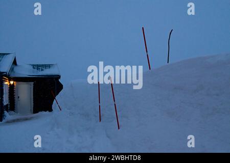 Scène hivernale au sommet du mont Storsteinen Tromso Norvège Banque D'Images