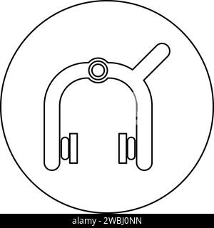 Plaquettes de frein de vélo mécanicien crucial derrière la sécurité cycliste double pivot icône de dispositif dans le cercle rond couleur noire illustration vectorielle contour d'image Illustration de Vecteur