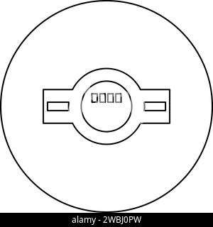 Compteur d'eau mesurant l'équipement sanitaire icône en cercle rond couleur noire illustration vectorielle image contour ligne contour fin style simple Illustration de Vecteur