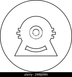 Moteur électrique moteur à moteur électrique icône industrielle dans le cercle rond couleur noire illustration vectorielle image contour ligne contour fin style simple Illustration de Vecteur