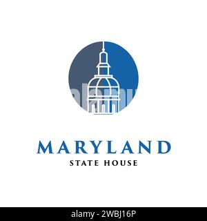 Modèle de conception de logo d'icône de Maryland State House Illustration de Vecteur