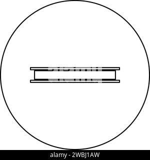 Icône de faisceau dans le cercle rond couleur noire illustration vectorielle image contour ligne mince style simple Illustration de Vecteur