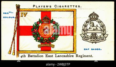 Couleurs du régiment East Lancashire - Illustration de carte de cigarette vintage Banque D'Images