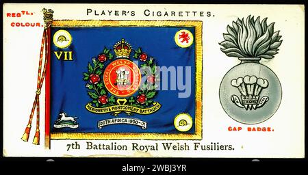 Couleurs des Royal Welsh Fusiliers - Illustration de carte de cigarette vintage Banque D'Images