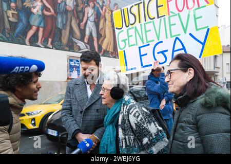 Lyon, France. 11 janvier 2024. Genevieve Legay, palais de justice de Lyon. Le procès du commissaire Rabah Souchi, qui a ordonné l'accusation de police qui a gravement blessé Geneviève Legay en 2019. France, Lyon, 11 janvier 2024. Photo de Patricia Huchot-Boissier/ABACAPRESS.COM crédit : Abaca Press/Alamy Live News Banque D'Images