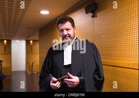 Lyon, France. 11 janvier 2024. Portrait d Arie Alimi, avocate de Genevieve Legay. Genevieve Legay, palais de justice de Lyon. Le procès du commissaire Rabah Souchi, qui a ordonné l'accusation de police qui a gravement blessé Geneviève Legay en 2019. France, Lyon, 11 janvier 2024. Photo de Patricia Huchot-Boissier/ABACAPRESS.COM crédit : Abaca Press/Alamy Live News Banque D'Images