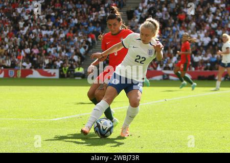 Katie Robinson lors de l'équipe féminine de football des Lionnes d'Angleterre contre Portugal, au Stadium MK, Milton Keynes, le 1 juillet 2023 Banque D'Images