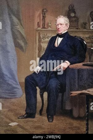 Edward Everett (geboren 11. Avril 1794 à Boston, Massachusetts, verstorben 15. Januar 1865 ebenda) war ein US-amerikanischer Politiker der Whig Party. Er war von 1836 bis 1840 Gouverneur von Massachusetts und von November 1852 bis März 1853 Außenminister der Vereinigten Staaten, nach einem Gemälde von Alonzo Chappel (1828-1878), Historisch, digital restaurierte Reproduktion von einer Vorlage aus dem 19. Jahrhundert, Date d'enregistrement non indiquée Banque D'Images