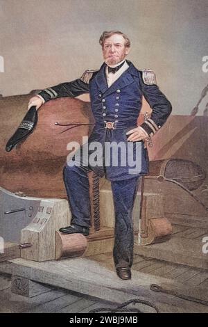 Andrew Hull Foote (geboren 12. Septembre 1806 à New Haven, Connecticut, verstorben 26. Juni 1863 in New York City) war ein Konteramiral der United States Navy, nach einem Gemälde von Alonzo Chappel (1828-1878), Historisch, digital restaurierte Reproduktion von einer Vorlage aus dem 19. Jahrhundert, Date d'enregistrement non indiquée Banque D'Images