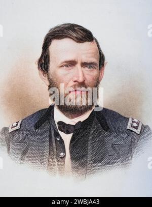 Ulysses S. Grant (geboren 27. 1822 avril à point Pleasant, Ohio als Hiram Ulysses Grant, verstorben 23. Juli 1885 à Wilton, New York) war ein US-amerikanischer General und Politiker. Er war Oberbefehlshaber des US-Heeres im Sezessionskrieg und von 1869 bis 1877 der 18. Präsident der Vereinigten Staaten von Amerika, Historisch, digital restaurierte Reproduktion von einer Vorlage aus dem 19. Jahrhundert, Date d'enregistrement non indiquée Banque D'Images