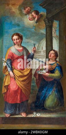 S. Lucia e S.Apollonia - olio su tela - pittore bergamasco del XVIII secolo - Osio di Sotto (BG) chiesa parrocchiale di S.Zenone Banque D'Images