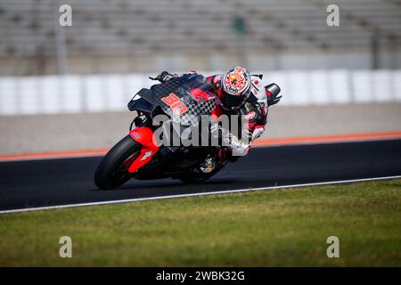 Pilote MotoGP japonais nr. 30 Takaaki Nakagami s'entraîne au Test 2024 de l'écurie LCR Honda sur le circuit de Valence. Banque D'Images