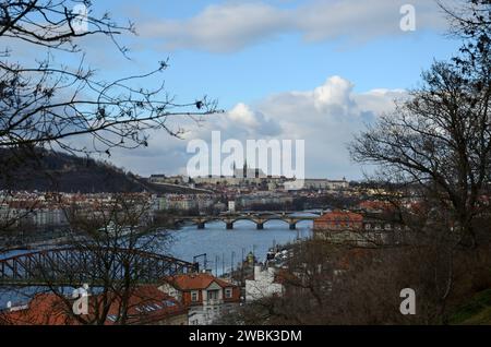 Cathédrale Vitus, Mala Strana vue de Vyšehrad, Prague, Bohême, République tchèque, Europe Banque D'Images