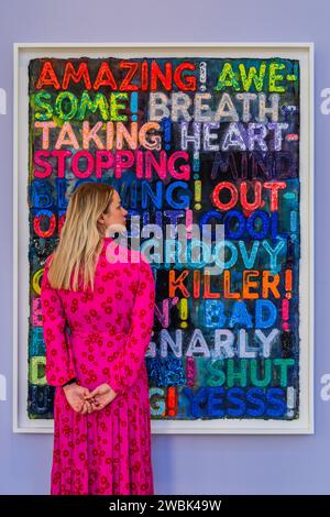 Londres, Royaume-Uni. 11 janvier 2024. Mel Bochner, Amazing, 2018, estimation : €30 000 - 50 000 - faits saillants de Phillips Evening & Day Editions Auction. Crédit : Guy Bell/Alamy Live News Banque D'Images