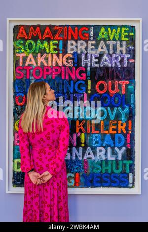 Londres, Royaume-Uni. 11 janvier 2024. Mel Bochner, Amazing, 2018, estimation : €30 000 - 50 000 - faits saillants de Phillips Evening & Day Editions Auction. Crédit : Guy Bell/Alamy Live News Banque D'Images