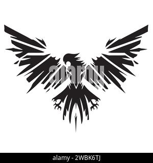 Modèle vectoriel du logo Eagle Rising Wings. Icône de concept de logotype d'oiseau héraldique Falcon Phoenix Hawk. Illustration vectorielle Illustration de Vecteur