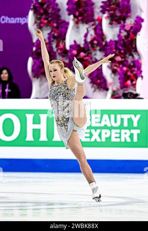 Antonina DUBINININA (SRB), lors du programme court féminin, aux Championnats d’Europe de patinage artistique ISU 2024, à l’algiris Arena, le 11 janvier 2024 à Kaunas, Lituanie. Crédit : Raniero Corbelletti/AFLO/Alamy Live News Banque D'Images